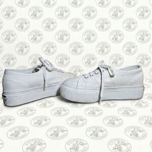 Superga 2790 Acotw White Canvas Platform Sneakers Women's Size 36 / US 6 Preppy